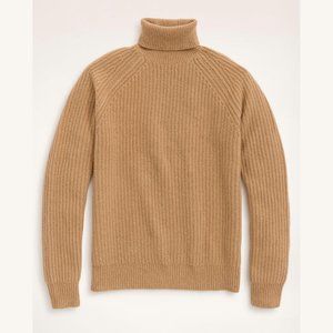 Brooks Brothers Wool-Cashmere Turtleneck Sweater in Tan sz Small